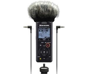 OM SYSTEM Enregistreur Audio LS-P5 Kit caméra vidéo y Compris bonnette Anti-Vent, Adaptateur de Sabot de Flash, câble Audio 3,5 mm, avec système Tresmic II à 3 Microphones, 16 GB, 37h