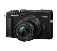OM SYSTEM Pen Appareil Photo Hybride avec Objectif 14-42mm, Noir | Boîtier tropicalisé léger avec viseur électronique, AF par IA et stabilisation performante pour voyage et quotidien