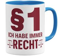 OM3 §1 Tasse à café avec inscription « Ich habe immer Recht » - Tasse à café humoristique avec inscription « Ich habe immer Recht » pour avocat, juge, juriste, étudiants, en céramique, 325 ml, imprimé