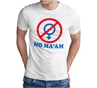 OM3 - AL BUNDY - NO MA'AM - T-Shirt US SERIE EPISODE 90s KULT GEEK FUN NERD EMO, L, blanc