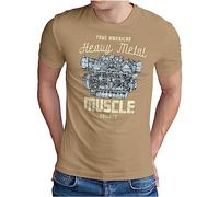 OM3® American Muscle Car Motorblock T-shirt | Homme | Street Hot Rod Engine V8 Auto Tuning | S à 5XL, kaki, XXXL