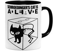 OM3 - Big Bang - Tasse Schroedingers Cat - Tasse en céramique - 325 ml - Imprimé des deux côtés - Noir