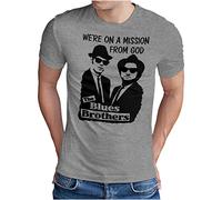 OM3 - Blues Brothers - Mission from God - T-Shirt Jake and Elwood Blues USA, XL, Gris chiné