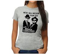OM3® Blues Brothers - T-shirt - Femme - On A Mission from God Jake and Elwood - S - XXL, Gris mélangé, XL
