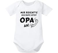 OM3 Body bébé avec inscription - Mir reicht's Ich ruf jetzt Grand-père an - Body à manches courtes pour bébé - Coton bio - Fille Garçon -, white-417, 80