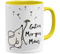 OM3® Bonjour Souris Tasse | Tasse en céramique | 325 ml | Imprimé des deux côtés | Jaune