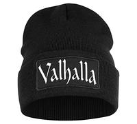 OM3 Bonnet Viking Motifs | Bonnet tricoté | Noir | Unisexe, Valhalla, taille unique