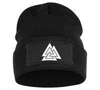 OM3 Bonnet Viking Motifs | Bonnet tricoté | Noir | Unisexe, Valknut, taille unique