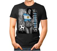 OM3 - Champions - T-shirt pour homme avec drapeau du pays - T-shirt sexy pour femme - Maillot de football vintage noir S - 4XL, Argentina, XL
