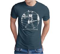 OM3® Da Vinci Rock T-shirt pour homme Guitar Parody Music Concert S 4XL - Bleu - Medium