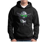 OM3® DJ-YODA Sweat à capuche | Homme | Deejay Headphones Party Club Music | Pull à capuche S à 5XL, noir (vert), XXXXL