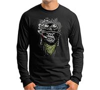 OM3® Gorilla-of-Duty T-shirt à manches longues | Homme | Smoking Monkey Biker Ape MC Rocker Army | S - 4XL, Noir (tissu militaire), M
