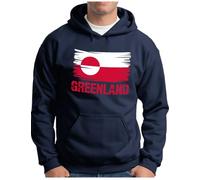 OM3 Greenland Groenland Sweat à capuche avec drapeau du pays - Homme - Drapeau de la Groenland Arctique - Pull à capuche S - 5XL, bleu marine, M