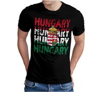 OM3® - Hungary - T-shirt Hongrie Magyarország Football Coupe du monde Soccer Maillot de sport pour fan de sport, S - 5XL, Noir , XL