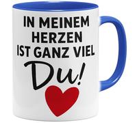 OM3 In meinem Herzen ist ganz viel Du Tasse à café avec inscription en allemand « Romantische Love » avec motif cœur - Tasse en céramique - 325 ml - Imprimé des deux côtés - Bleu