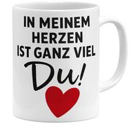 OM3 In meinem Herzen ist ganz viel Du Tasse à café avec inscription en allemand « Romantische Love » avec motif cœur - Tasse en céramique - 325 ml - Imprimé des deux côtés - Blanc