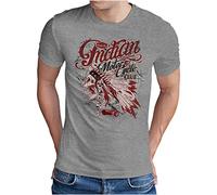 OM3® Indian-Motorcycle-Club T-shirt | Homme | Skull Chopper Bike | S - 4XL - Gris - X-Large