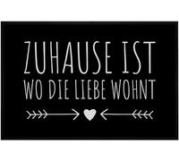 OM3® Joli paillasson avec inscription en allemand « Zuhause ist wo die Liebe wohnt » pour l'intérieur - Antidérapant et lavable - 60 x 40 cm