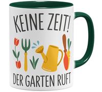 OM3 Keine Zeit Der Garten ruft Tasse à café avec inscription - Idée cadeau amusante pour les jardiniers amateurs et les amateurs de jardin - Tasse en céramique - 325 ml - Imprimé des deux côtés - Vert