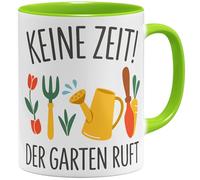 OM3 Keine Zeit Der Garten ruft Tasse à café avec inscription - Idée cadeau amusante pour les jardiniers amateurs et les amateurs de jardin - Tasse en céramique - 325 ml - Imprimé des deux côtés - Vert