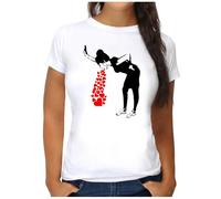 OM3 Love Sick Banksy T-shirt pour femme Motif graffiti urbain Fille Taille S XXL, Blanc., XXL