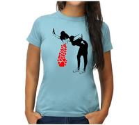 OM3 Love Sick Banksy T-shirt pour femme Motif graffiti urbain Fille Taille S XXL, bleu clair, M