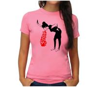 OM3 Love Sick Banksy T-shirt pour femme Motif graffiti urbain Fille Taille S XXL, Rose, XXL