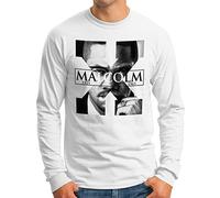 OM3® Malcolm X T-shirt à manches longues | Homme | Black Power Aktivist Revolution Hero | S à 4XL, Blanc., XL