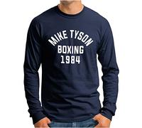 OM3® Mike Tyson 1984 T-shirt à manches longues pour homme, boxing Heavyweight Gym KO Fight Legend Boxer, taille S à 4XL, bleu marine, XXL