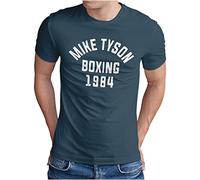 OM3® Mike Tyson 1984 T-shirt pour homme Boxing Heavyweight Gym KO Fight Legend Boxer S - 4XL - Bleu - Large