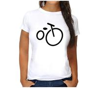 OM3® Minimalistic Bicycle Vélo T-shirt | Femme | Cyclisme Cyclisme Cycliste Cycliste | S - XXL, Blanc., S