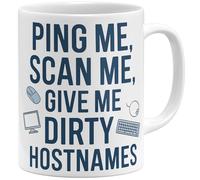 OM3® Network Host Admin Tasse à café avec inscription en allemand - Pour informaticiens informaticiens Nerd IT - Ping me scan me give me Dirty hostnames II | Tasse en céramique | 325 ml | Imprimé des