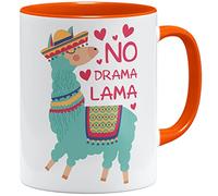 OM3® No Drama Lama Tasse avec inscription en alpaga | Tasse en céramique | 325 ml | Imprimé des deux côtés | Orange