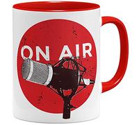 OM3® ON-AIR Tasse en céramique avec micro - 325 ml - Imprimé des deux côtés - Grand choix de couleurs, Céramique, rouge