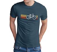 OM3® Retro Bicycle T-shirt | Homme | Cycling Cyclist Biking Cycliste | S - 4XL - Bleu - Small