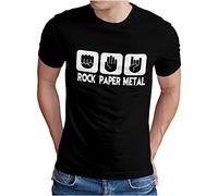OM3 - ROCK PAPER METAL BLACK - T-Shirt STEIN PAPIER SCHERE HARDROCK HEAVY, M, noir