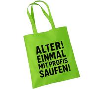 OM3 Sac en coton humoristique avec inscription amusante - Vieil ! Une fois avec des professionnels ! - Déclaration - Sac en coton - Sac - Longues anses, citron vert