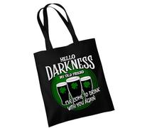 OM3 St Patricks Day Sac en coton - Hello Darkness My Old Friend Bière - Irish Pub Paddy Party - Sac en coton - Sac - Longues anses, Noir