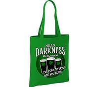 OM3 St Patricks Day Sac en coton - Hello Darkness My Old Friend Bière - Irish Pub Paddy Party - Sac en coton - Sac - Longues anses, Vert pomme