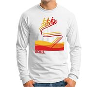 OM3® T-shirt à manches longues pour vélo Style rétro | Hommes | Vélo de route | S à 4XL, Blanc., L