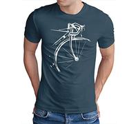 OM3® T-shirt de cyclisme - Pour homme - Vintage - Tailles S à 4XL - Bleu - XX-Large