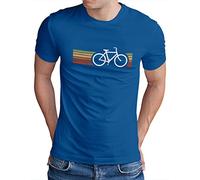 OM3® T-shirt de vélo rétro | Homme | Cyclisme Cycliste | S - 5XL, Bleu roi (impression blanche)., M