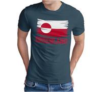 OM3 T-shirt Greenland Groenland avec drapeau du pays - Homme - Drapeau de la Groenland Déclaration Arctique - S - 5XL, denim, M