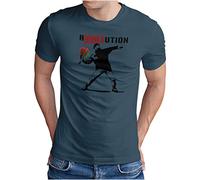 OM3® T-shirt Love Stencil Banksy R-Love-UTION Urban Street Art Révolution - Taille S à 5XL - Pour homme, Denim (#1404), 3XL
