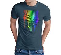 OM3 T-shirt pour homme Motif zèbre barcode, arc-en-ciel de Banksy - Motif graffitis urbain - Tailles S à 4XL - Bleu - X-Large