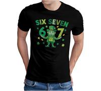 OM3 T-shirt Saint Patrick - Homme - Six Seven 67 Trend Leprechaun Motif - Shamrock - Irlande - Tenue Paddy - S - 5XL, Noir , XL