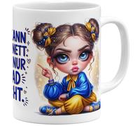 OM3 Tasse à café amusante avec inscription en allemand « Ich kann auch nett - will nur grad nicht » - en céramique - 325 ml - Impression complète - Blanc