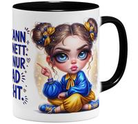 OM3 Tasse à café amusante avec inscription en allemand « Ich kann auch nett - will nur grad nicht » - en céramique - 325 ml - Impression complète - Noir