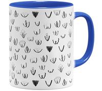 OM3 Tasse à café amusante avec vagins Vulve Motif chatte tout autour - Tasse en céramique - 325 ml - Impression complète - Bleu
