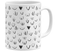 OM3 Tasse à café amusante avec vagins Vulve Motif chatte tout autour - Tasse en céramique - 325 ml - Impression complète - Blanc
